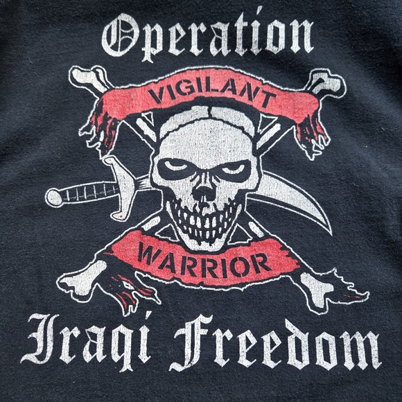 Black Vintage T-shirt w Skull US Military Middle East Actions 1994-2003 / Sz M - Picture 7 of 8